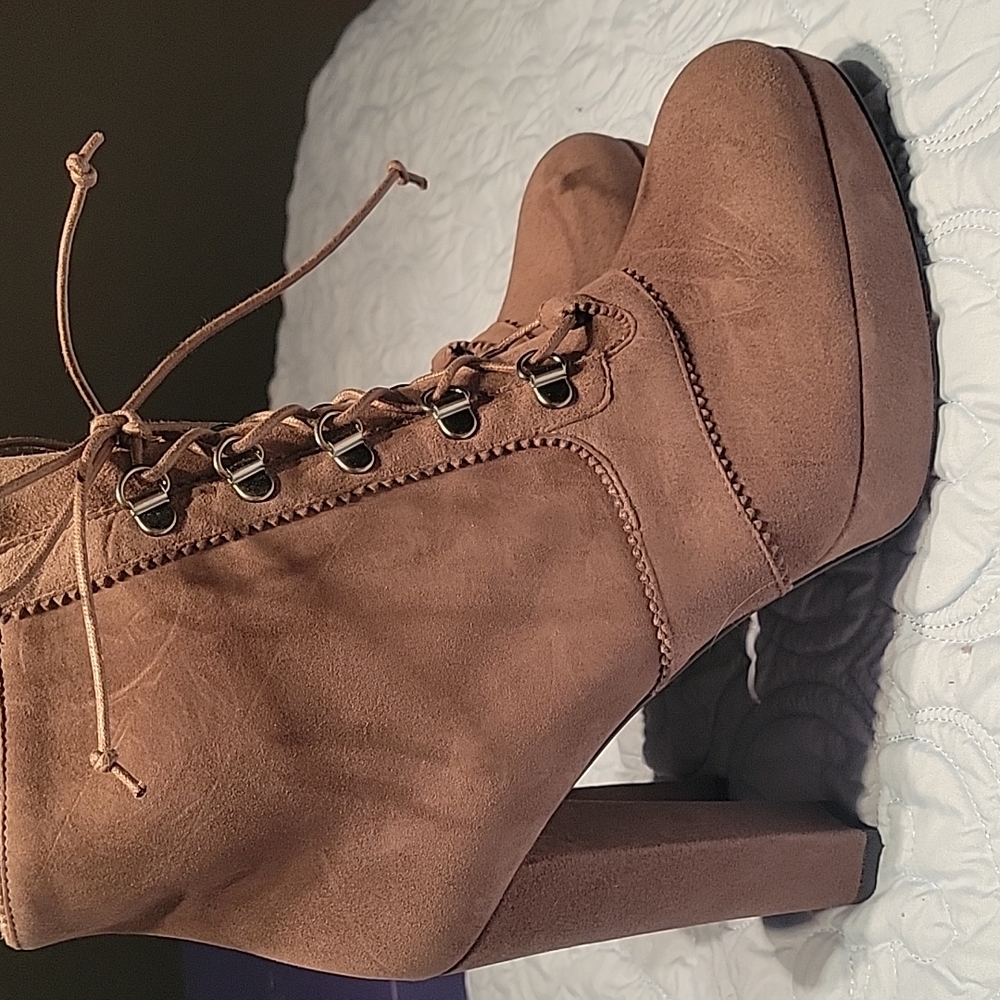 Stuart weitzman suede lace up booties